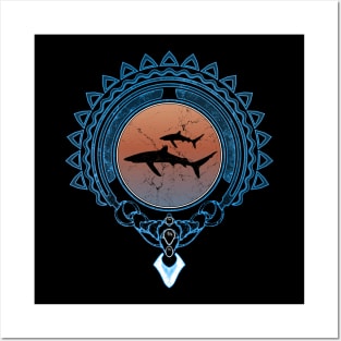 Blue Sharks Polynesia Posters and Art